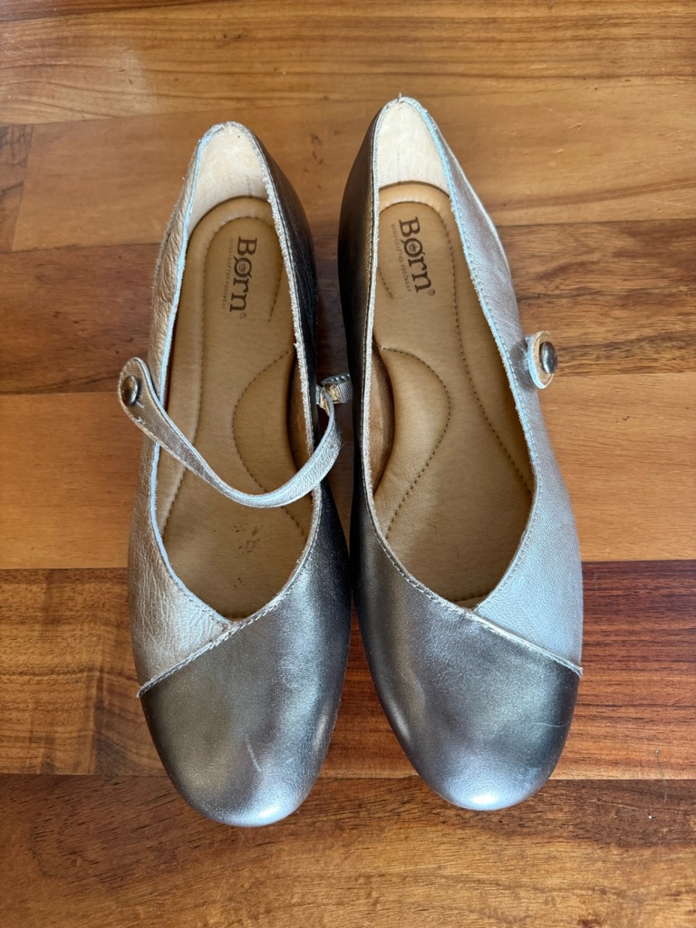 Born Metallic Two-Tone Silver Mary Jane Flats